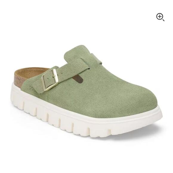Birkenstock Shoes - Birkenstock Boston Chunky Platform Clog Shoe  Green Tea Suede  40 9.5 NEW